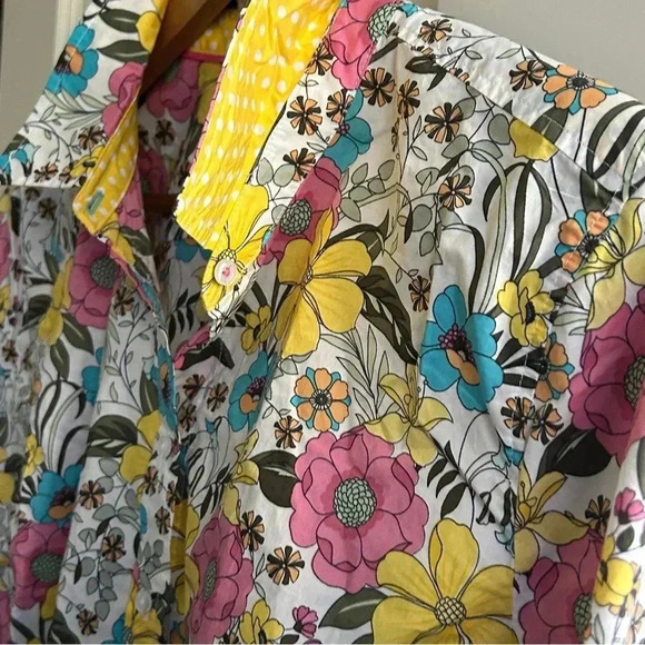 Talbots Floral Button Down Shirt - Pink, Yellow, Blue - Picture 6 of 12